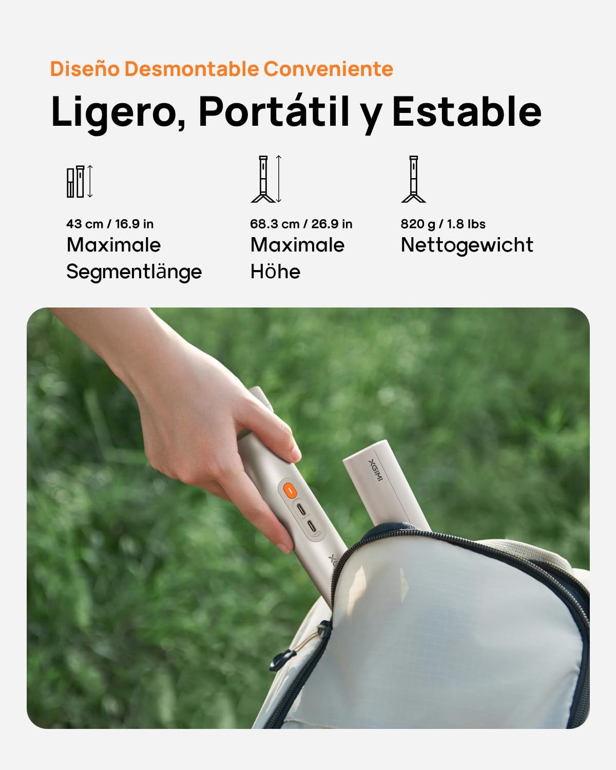 XGIMI PowerBase Soporte para MoGo 4 Series, Soporte 2en1 con Batería , 5h video/12h música uso con proyector, Montaje Rápido, Ligero, Portátil y Estable
