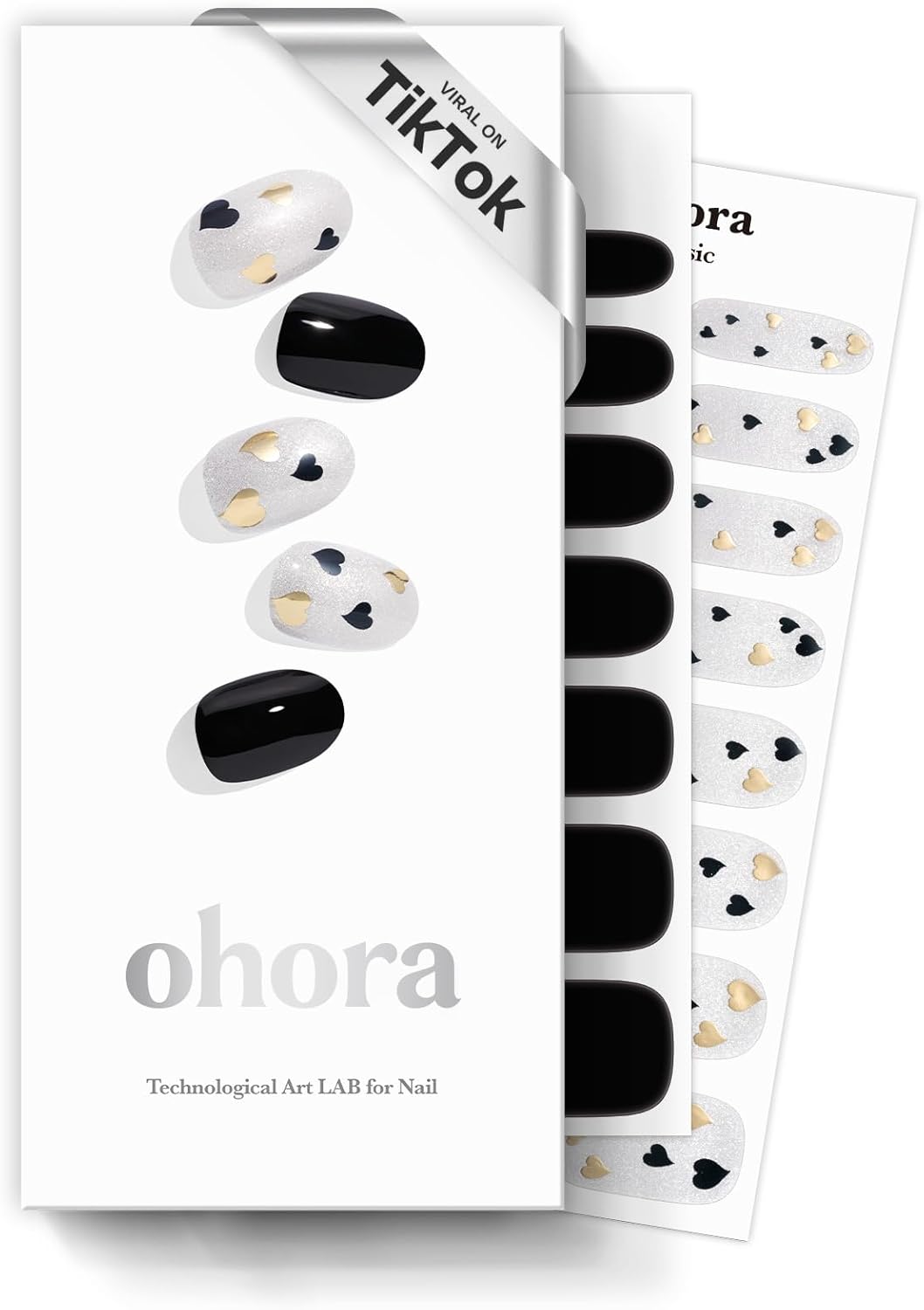ohora Semi Cured Gel Nail Strips (N Date Night) – Extended Size Range, Works with Any UV/LED Lamps, Salon-Quality, Long Lasting, Easy to Apply & Remove – Includes 2 Prep Pads, Nail File & Wooden Stick