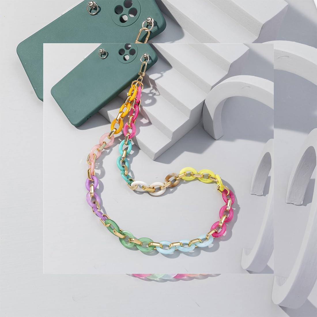 Chaine Telephone Portable PEVRUAY Cordon Telephone Portable,Tour De Cou Telephone,Bijoux De Collier Telephone Portable