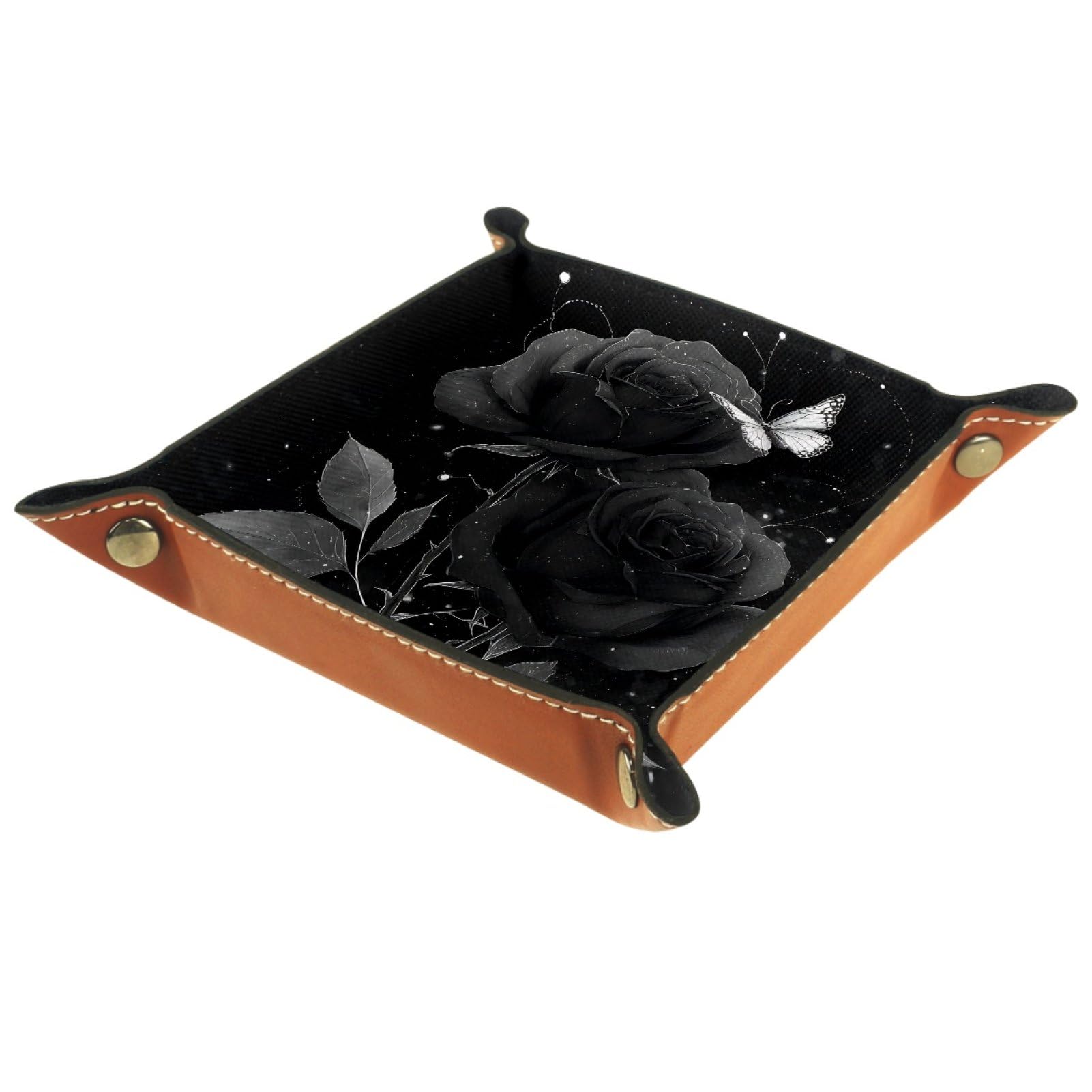 VAPOKF Rose Dice Tray, Folding Microfiber Leather Dice Holder for Dungeons and Dragons RPG Dice Gaming D&D and Other Table Games