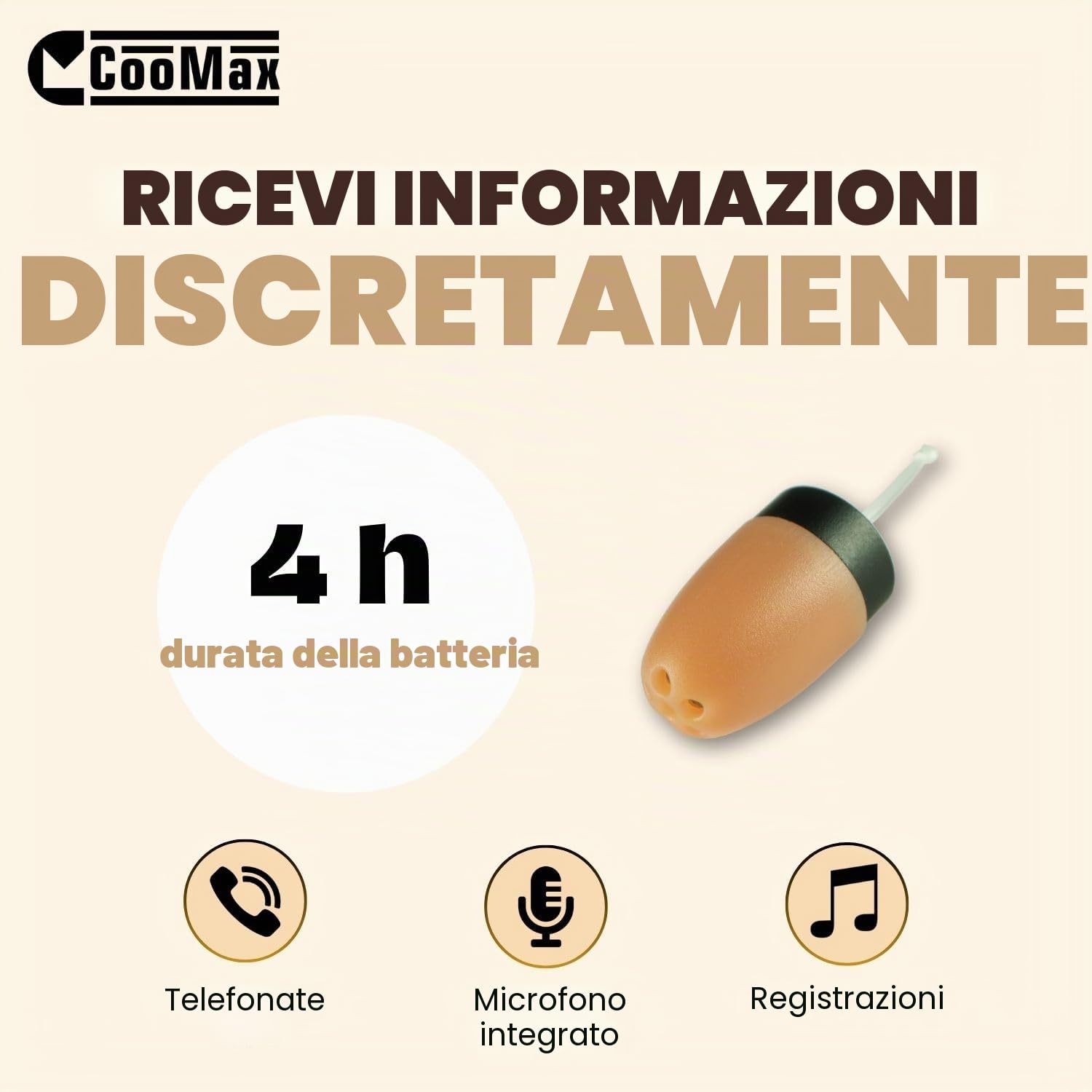 Auricolari Spia Nascosto Vip Pro Auricolare Invisibile con Microfono in Cavo per Telefono per Esami - Mini Cuffia Spia Invisibili Piccolo per Copiare (Auricolari Spia Vip Pro Mini) | Jack 3,5 mm, Microfono integrato, Pulsante multifunzione, Chiamate e reg
