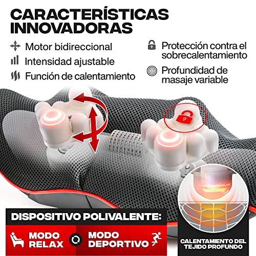 Essy Masajeador Cervical y Espalda Masajeador de Cuello y Hombros Maseajor Cervical y Espalda Masaje Cervical Shiatsu Masajes Espalda Cervicales (EU plug) - imagen 4