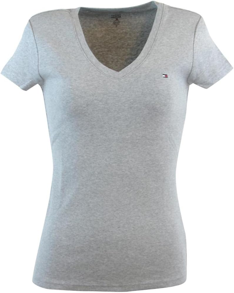 Women Short Sleeve V-Neck Solid Cotton Tee