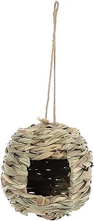 Happyyami 2pcs Straw Bird Nest Outside Hand Woven Hummingbird Houses Grass Bird Hut Straw Birds Cages Hanging Breeding Bird Cages for Parrots Hummingbird Shed House Office Outdoor Grass Nest