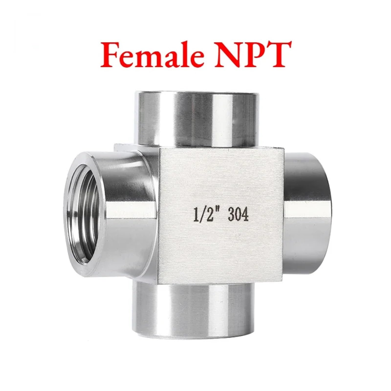 Raccordo di conversione in Acciaio Inossidabile 1/8" 1/4" 3/8" 1/2" 3/4" 1" M14 M20 Femmina Maschio Croce Raccordo per Tubo divisore in Acciaio Inossidabile a 4 Vie (Femmina NPT, 1")