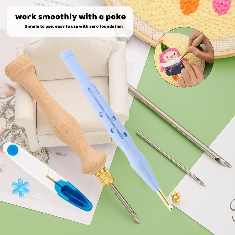 Image of Punch Needle,Adjustable Punch Needle Embroidery, Wooden Handled Embroidery Pen with Three Different Metal Needles,Punch Needle Kits for Adults Suitable for Beginners to Use And to Make DIY Handicrafts