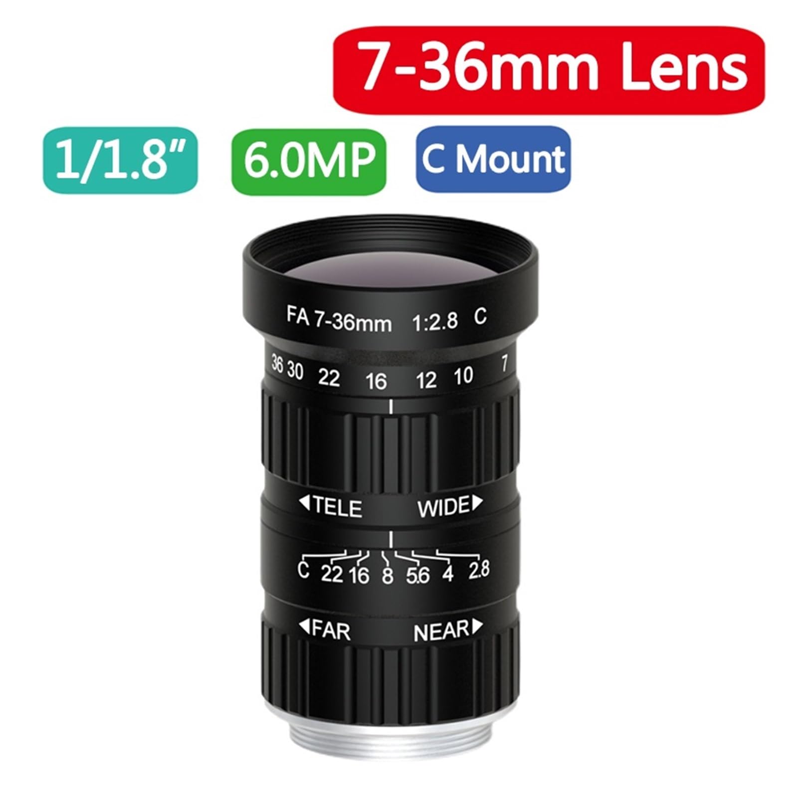 Amazon.co.jp: HD 5MP ズーム 7-36mm C マウント産業用レンズ歪みなし