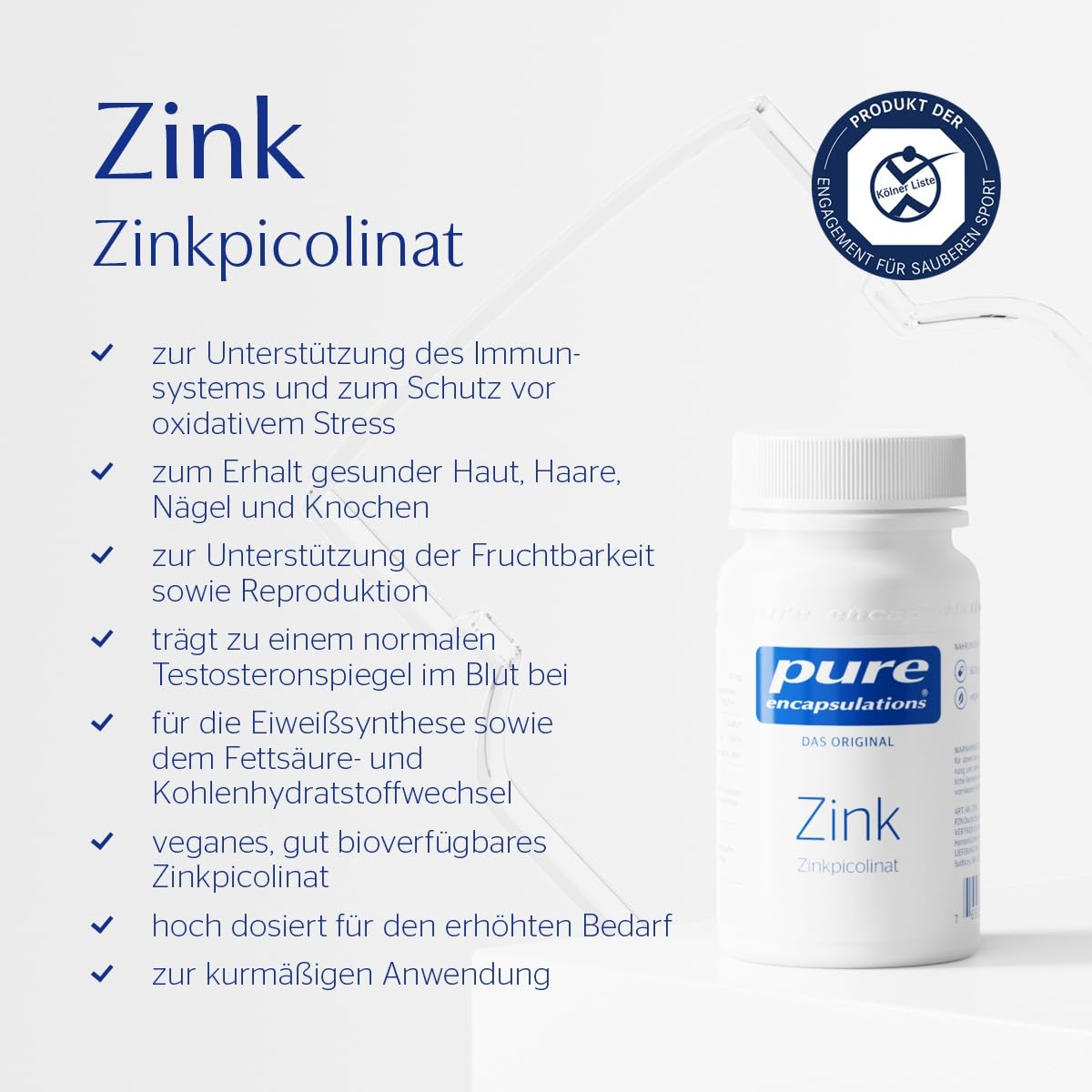 Pure Encapsulations - Zinkpicolinat - Immunsystem Stärken - Erhalt von normaler Haut, Haare, Nägel & Knochen - 60 vegane Kapseln