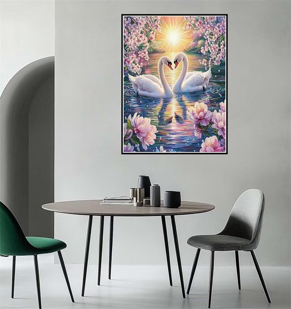 LLWYH Pintar por Numeros Cisne, Pintar por Numeros Adultos Flor 70x90 cm, Cuadros para Pintar por Numeros con Pinceles y Pinturas Acrílicas para Decoración del Hogar (Sin Marco) -YH1223