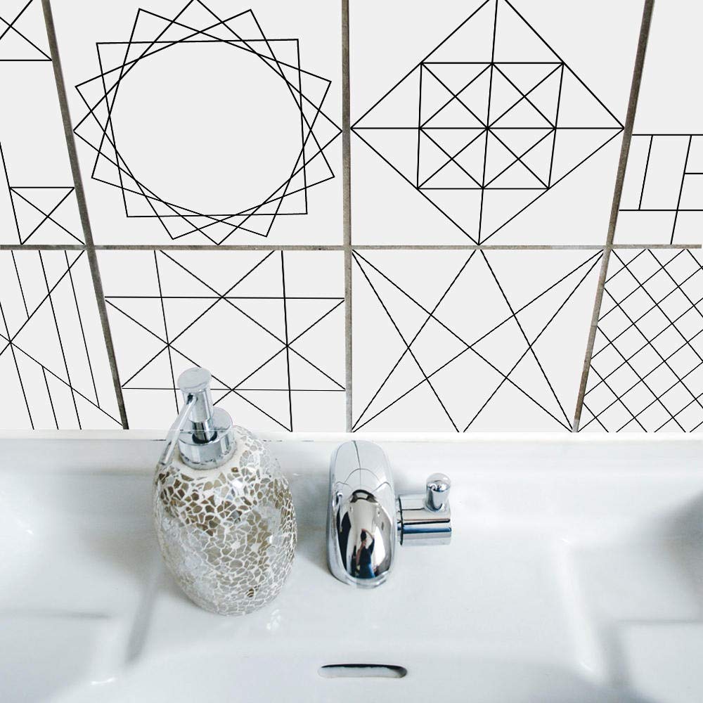 Pegatinas para azulejos de cocina, baño, 30 cm x 30 cm, diseño simple, autoadhesivas, impermeables, cocina, baño, sala de estar, TV, decoración de fondo 1 juego de 10 piezas