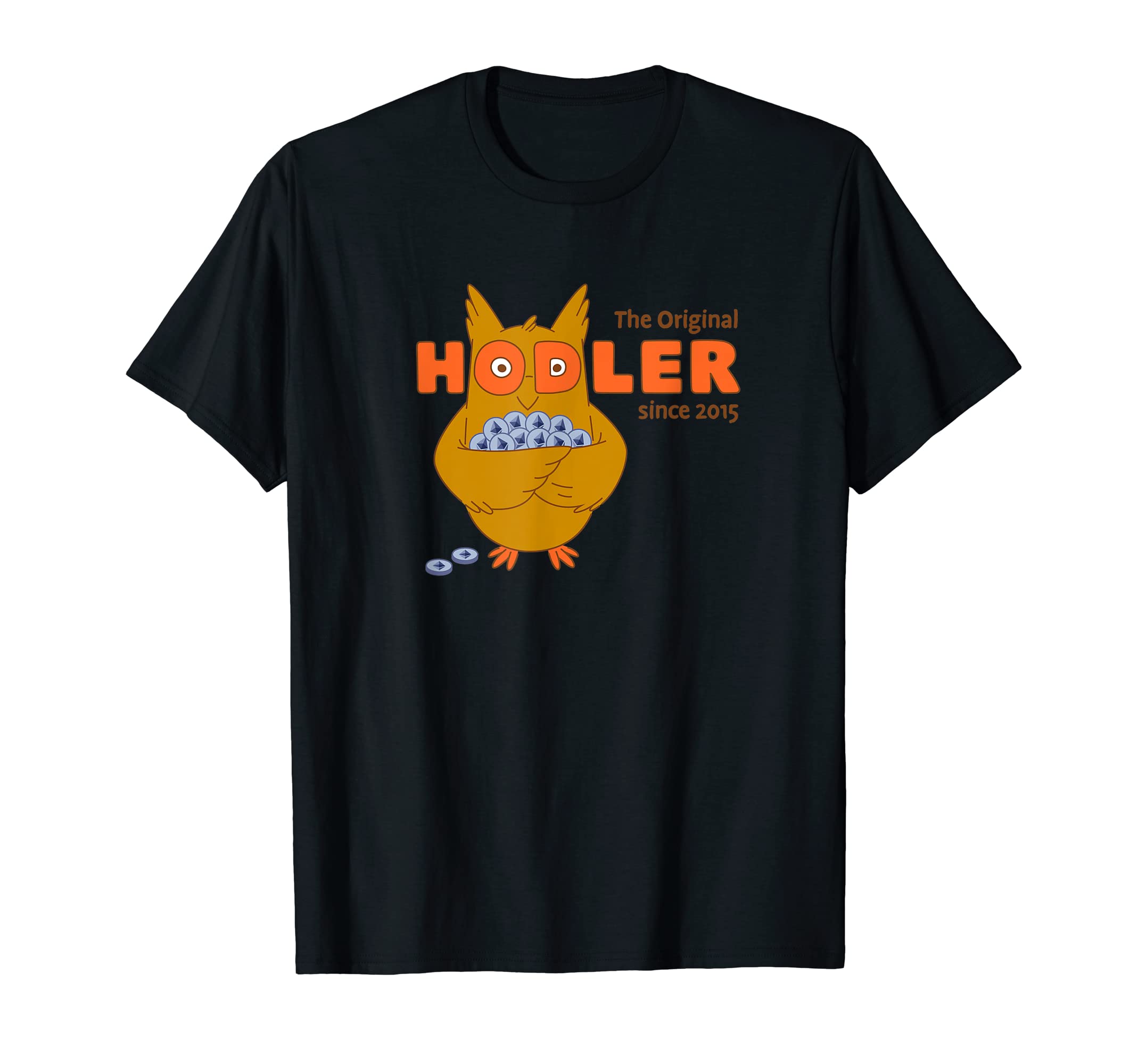 Crypto to the Moon Series by The Visual NutEthereum Crypto Owl Hodler Shirt Holding onto ETH Funny Gift T-Shirt
