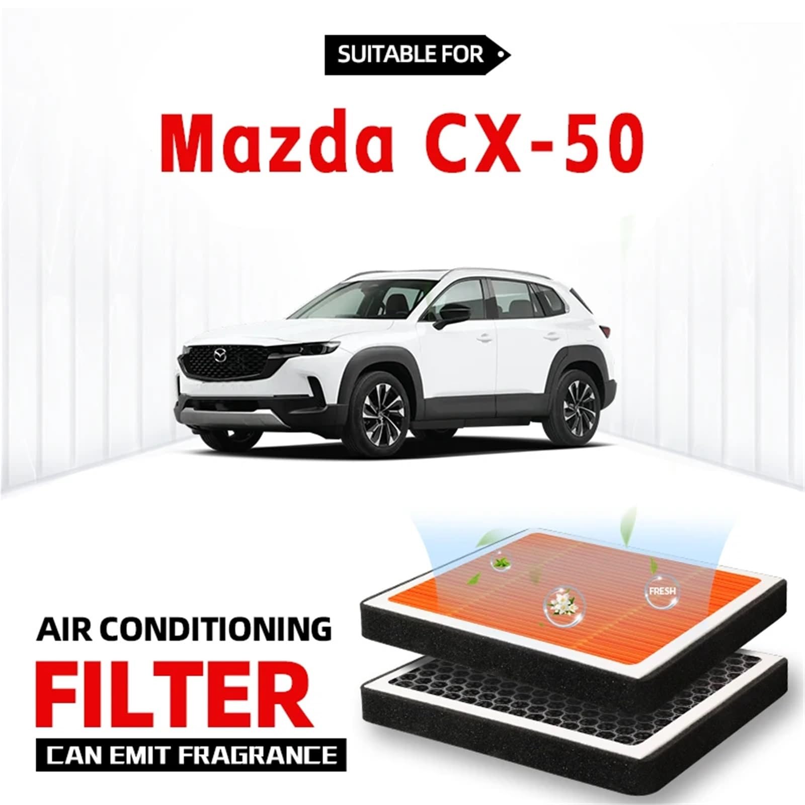 Abete per Mazda CX-50 Filtro abitacolo Filtro aria Filtro aria condizionata a carboni attivi con fragranza per purificare l'aria dell'auto Filtro Abitacolo ai Carboni Attivi Filtro aria cab