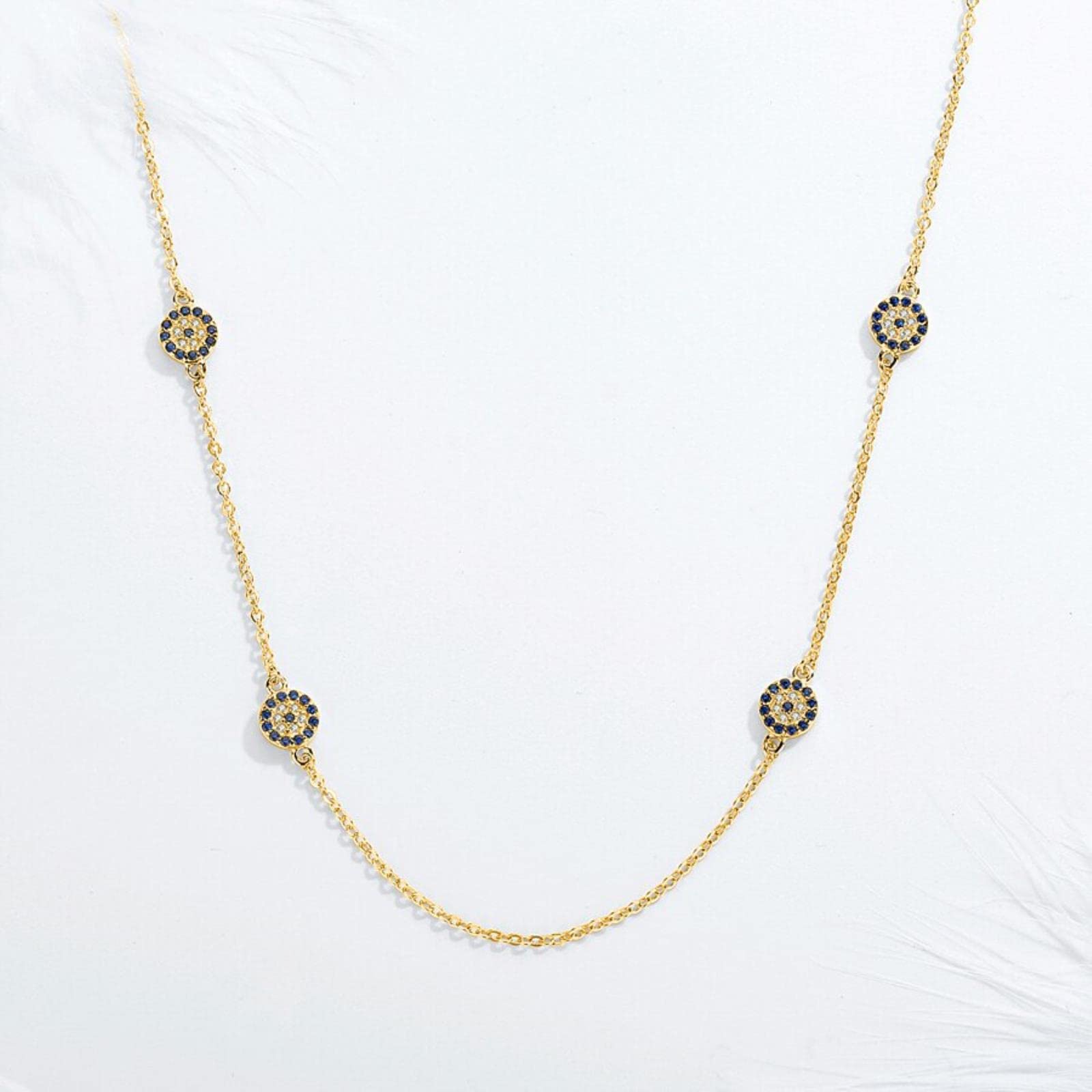 LAMGUL Collar con Colgante de Ojo Malvado con Personalidad, Cadena Larga de Plata de Ley 925, Collares turcos de Cristal, joyería de la Suerte para Mujeres y niñas