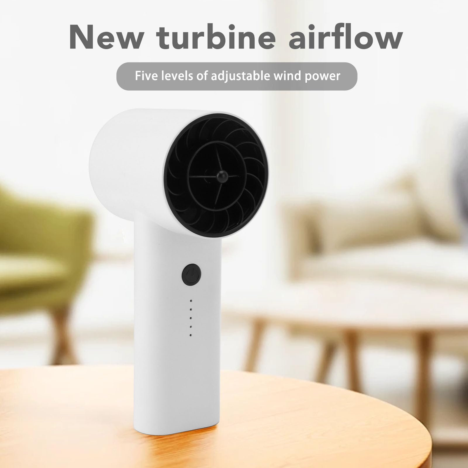 Ventilatore portatile portatile ad alta velocità, mini ventilatore turbo da 130.000 giri/min, ricaricabile tramite USB, ventilatore personale regolabile per viaggi, campeggio, attività all'aperto