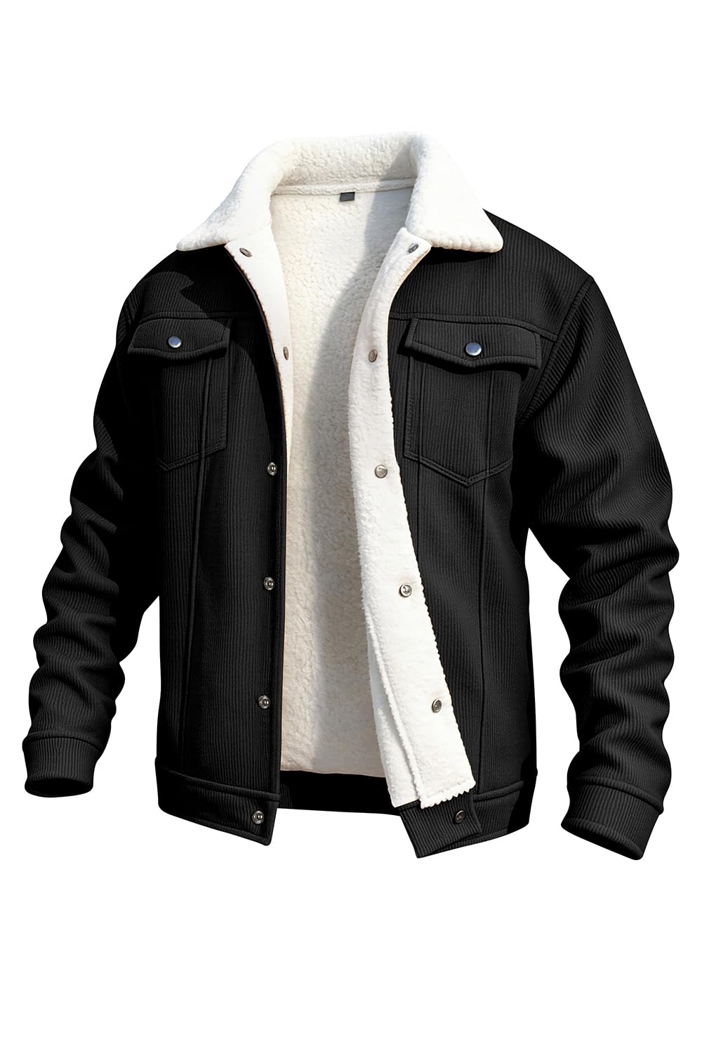GINGTTO Mens Corduroy Jacket Fleece Lined Trucker Sherpa Winter Coat