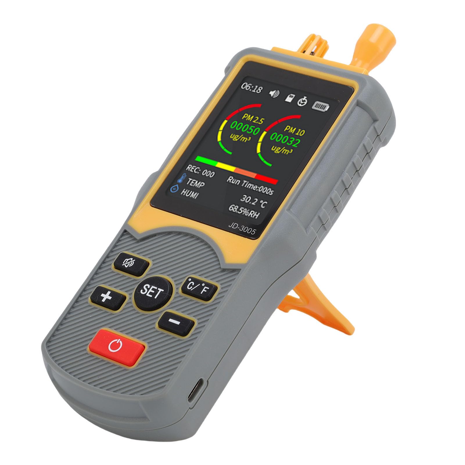 LICAEVEY Contador de Partículas de Polvo, Detector de Calidad del Aire Portátil con Modo de Pesaje de Conteo de 5 Canales, Conteo de Partículas PM2.5 PM10 0.3um 2.5um 10um para Taller de Fábrica