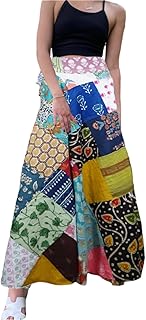 Mogul Interior Beautiful Cotton Wrap Around Long Arctic Blue Maxi Skirts for Women