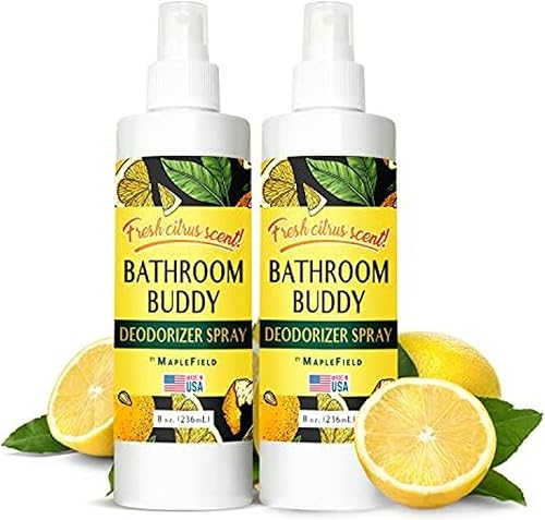 Maplefield Paquete de 2 desodorantes en aerosol para inodoro, 8 onzas, ambientador de baño, oculta el olor rápidamente, ingredientes a base de