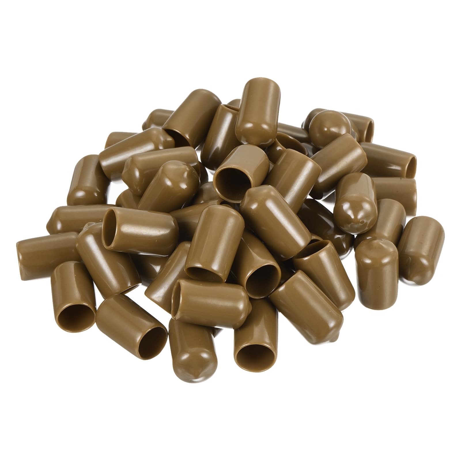uxcell 100pcs Rubber End Caps 12mm(1/2") ID Vinyl PVC Round Tube Bolt Cap Cover Screw Thread Protectors Light Brown