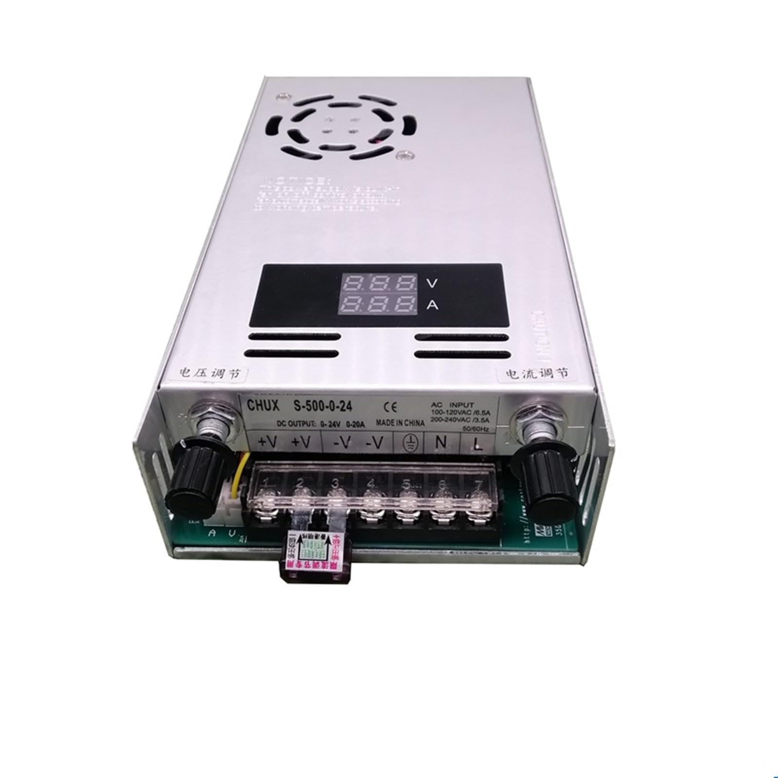 2RD58I8PM 500W Adjustable Switching Power Supply with Digital Display LED DC 0-12V 24V 36V48V 60V 80V 110V 220V(0-24v 20a-500w)