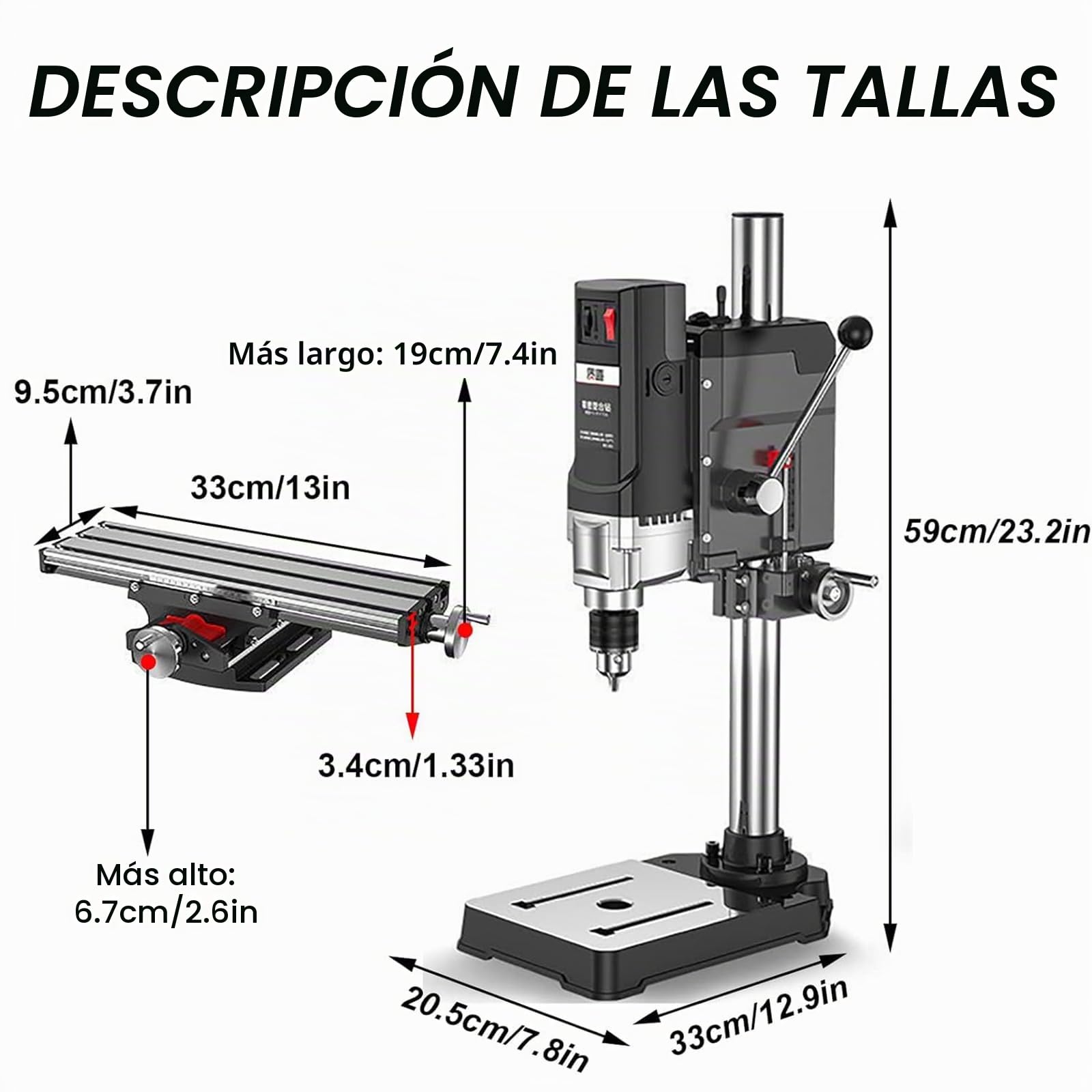Taladro de columna profesional con 6 velocidades, para metal, madera, plástico, herramienta de fabricación de bricolaje, 2800 rpm, control preciso
