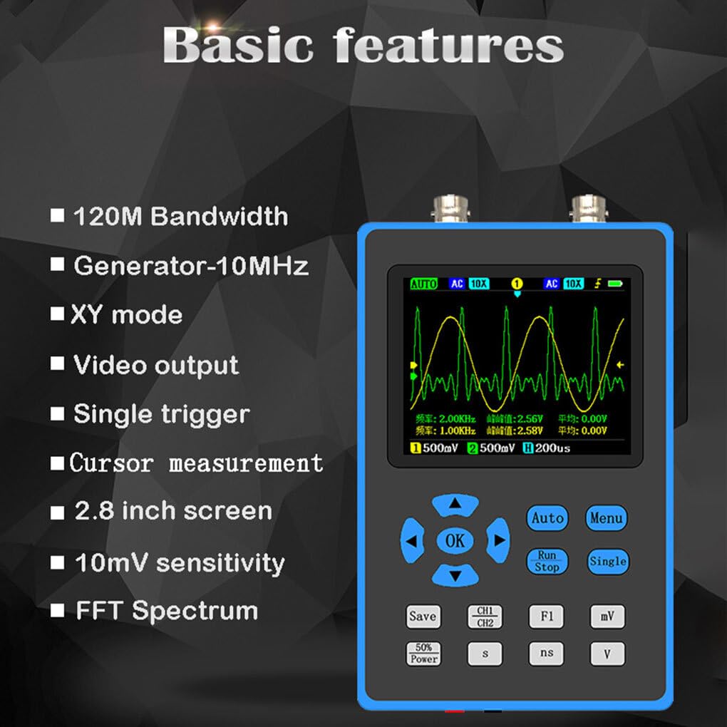 Osciloscopio Digital de precisión - Conveniente para sostener y Transportar Osciloscopio Digital de Mano Duradero Plástico