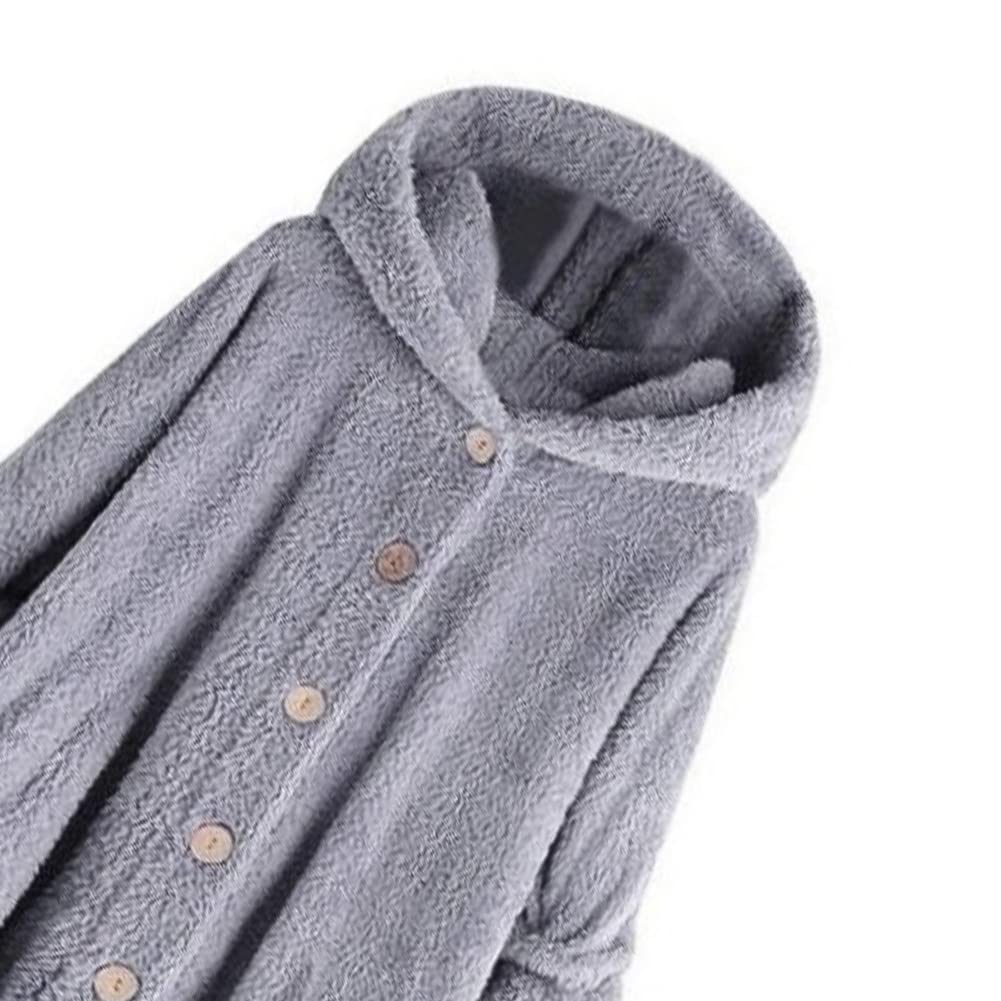 Women's Plush Fleece Hooded Coat - Winter Fuzzy Pullover Sweatshirt With Pockets, Gray 3XL