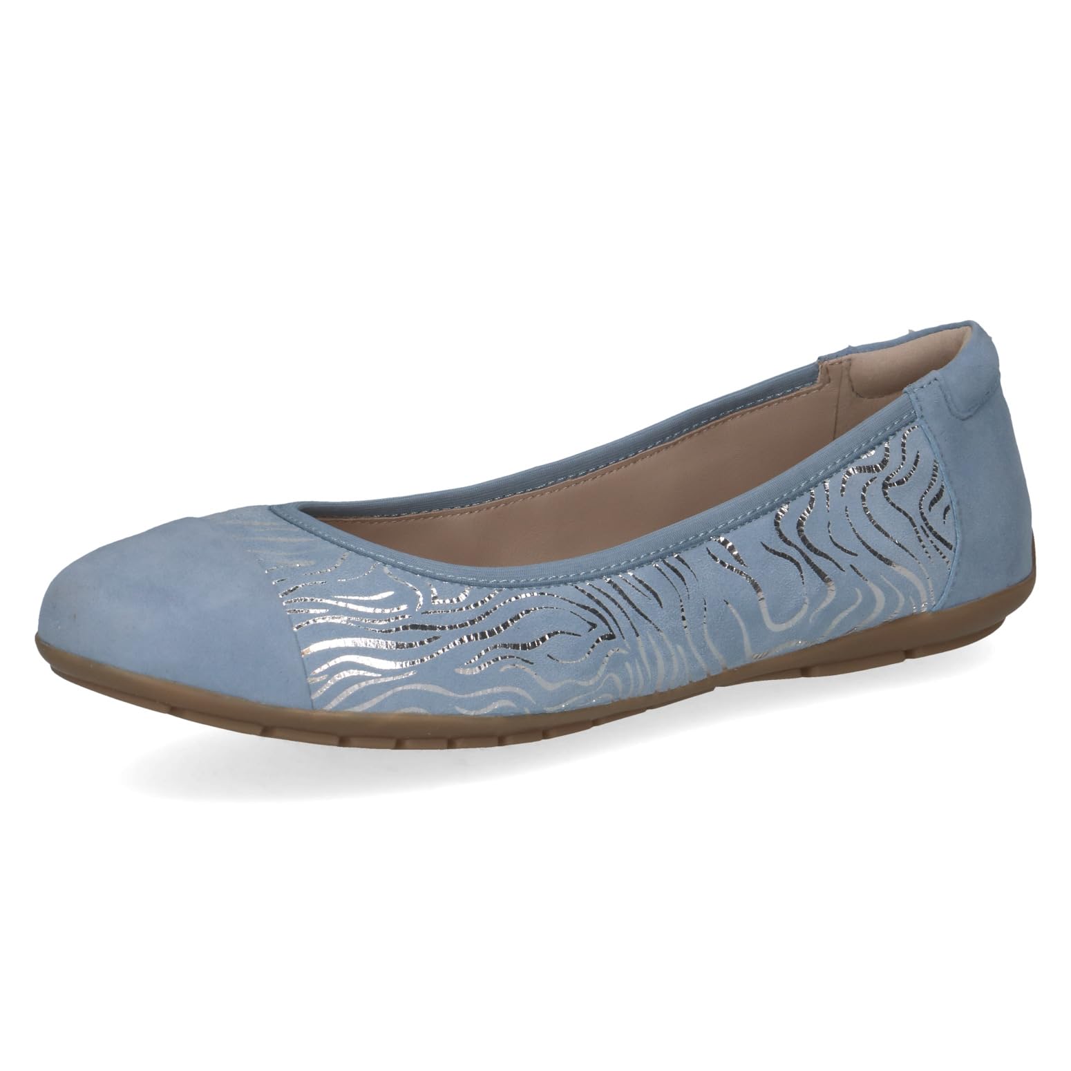 CAPRICE Women's Ballet Flats in Leather, Blue (Blue Comb), 6.5 UK