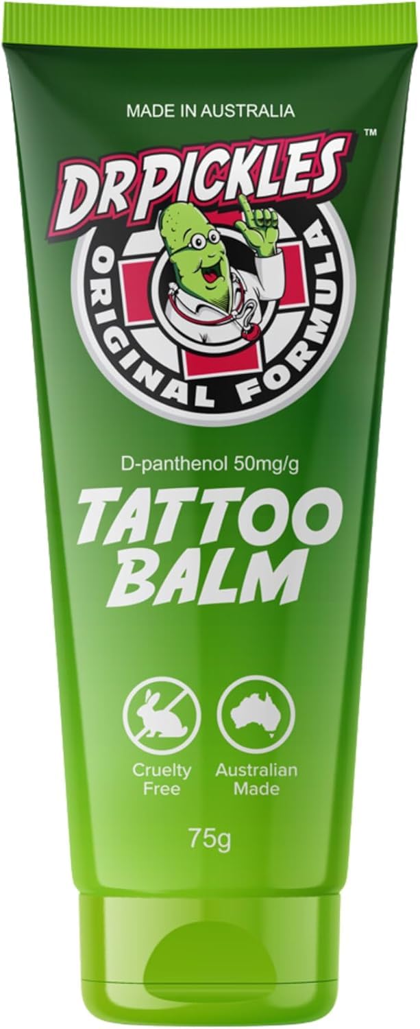 Dr. Pickles Tattoo Aftercare Balm - Non Petroleum Salve Ointment & Cream for Before, During & Post Tattoo - Moisturizing Lotion to Maintain, Soothe Skin, Promote Skin Healing & Enhance Color - 75 g