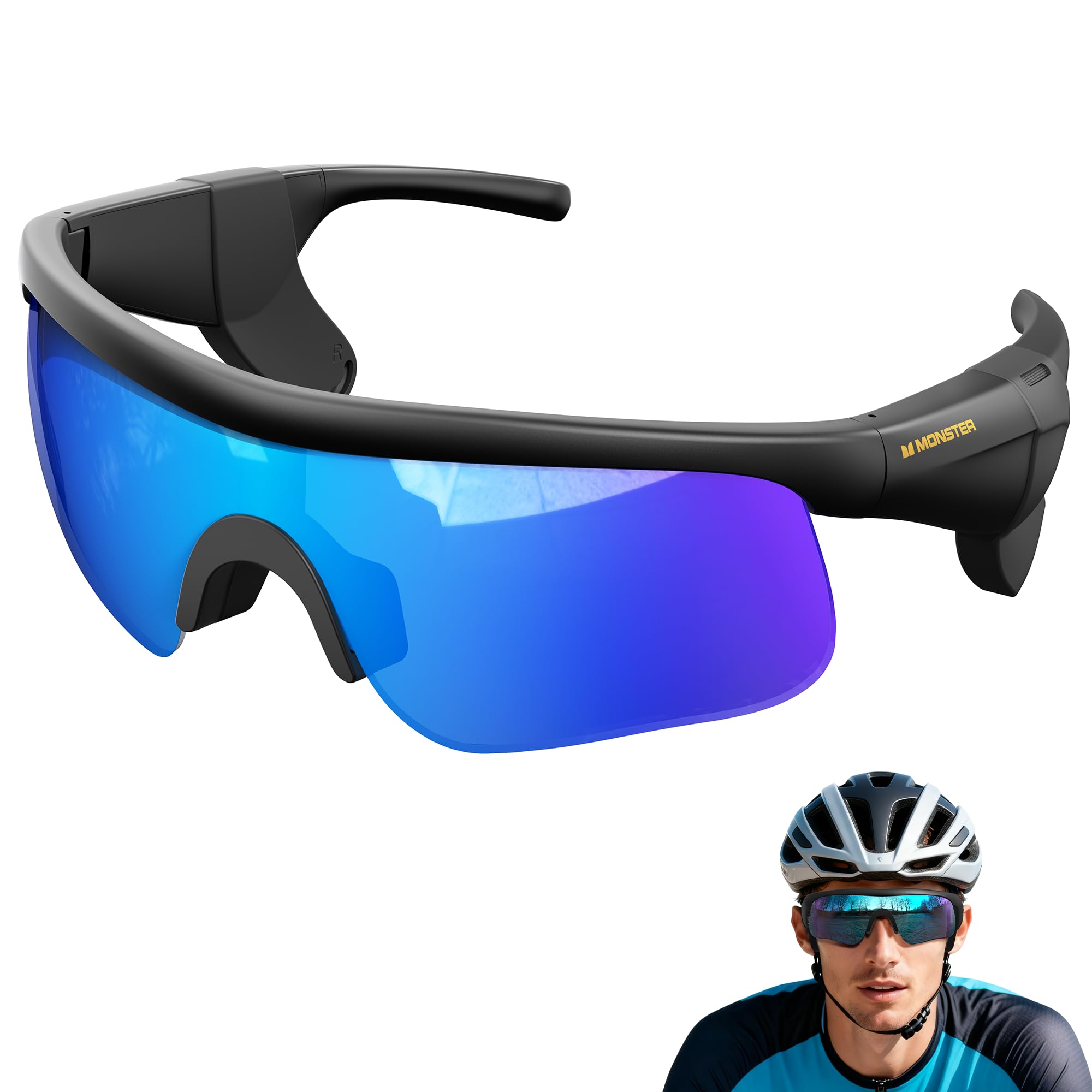 Monster Smart Glasses Polarized Bluetooth Sunglasses for Men Women Smart Sports Sunglasses with Built-in Mic HD Open-Ear Speakers