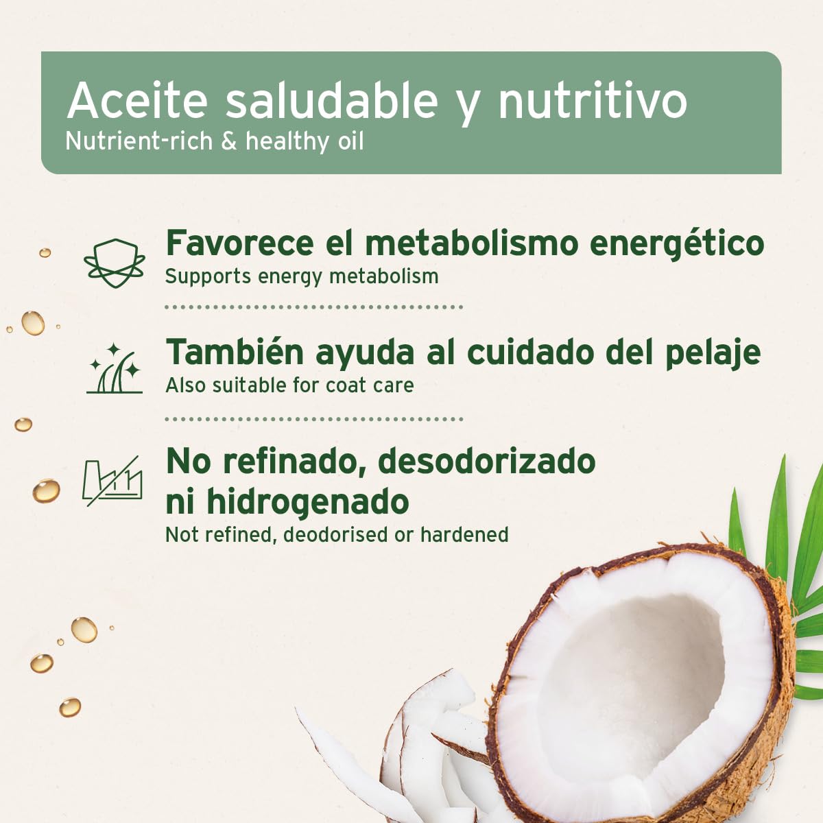 AniForte Aceite de Coco orgánico para Perros y Gatos 1 litro Grado alimenticio - Virgen, sin refinar, Alto Contenido de ácido láurico, Cuidado del Pelaje, Patas y Piel, orgánico, suplemento para Barf