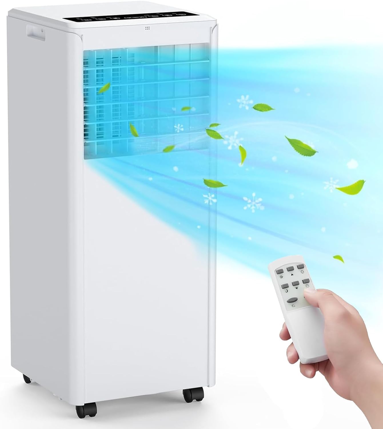 Aire acondicionado portátil de 8000 BTUs, aire acondicionado 3 en 1, ventilador y deshumidificador para hasta 350 pies cuadrados, control remoto, temporizador de 24 horas, modo de sueño