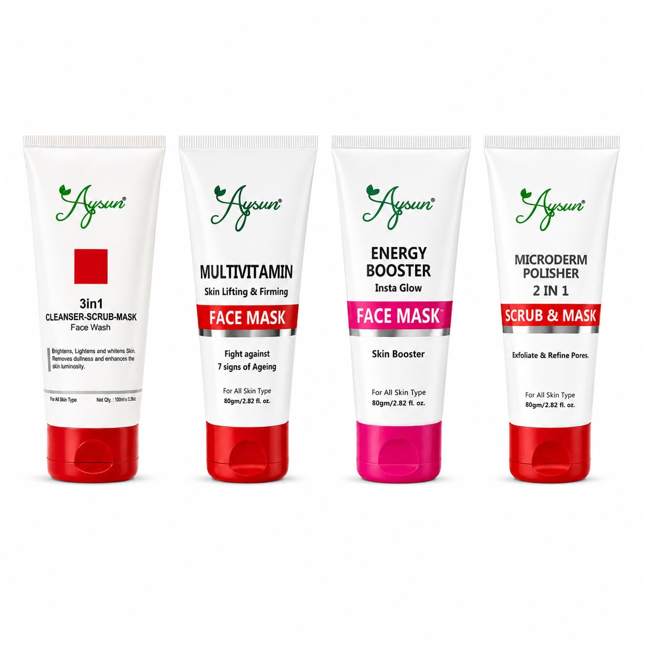 Aysun Complete Facial Care Combo Kit – 3-in-1 Cleanser, Scrub & Face Wash, Multivitamin Lifting & Firming Treatment, Energy Booster Insta Glow Treatment, Microderm Polisher 2-in-1 Exfoliator & Pore Refiner | Deep Cleansing, Brightening & Anti-Ageing | For All Skin Types| Combo Pack Of 4-image-37