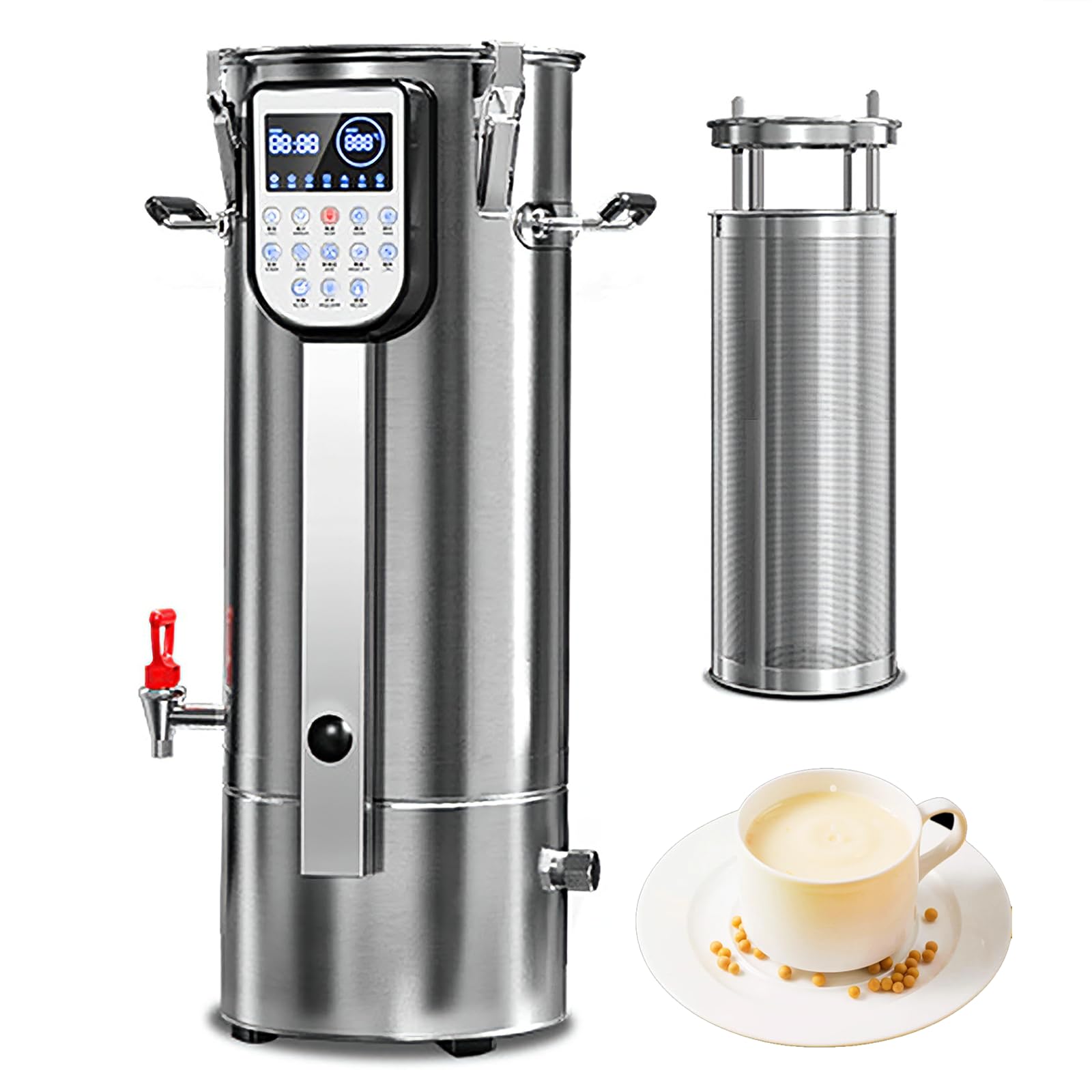 Máquina de leche de soja comercial, máquina eléctrica grande de leche de soja con separación de escoria, molienda automática y mantenimiento de la guerra, para cocina, restaurante, 13 litros