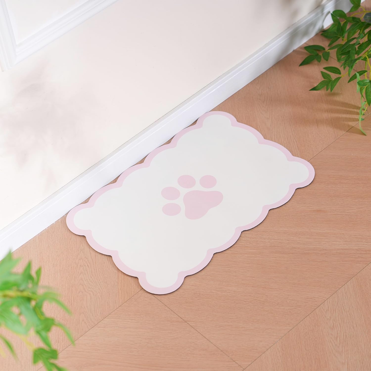 Kaseremy Pet Feeding Mat, Absorbent Mat for Dog Cat Bowls, Washable Quick Dry Non Slip Dog Food Mat for Floors (Pink, 40 x 60 cm) — image 1