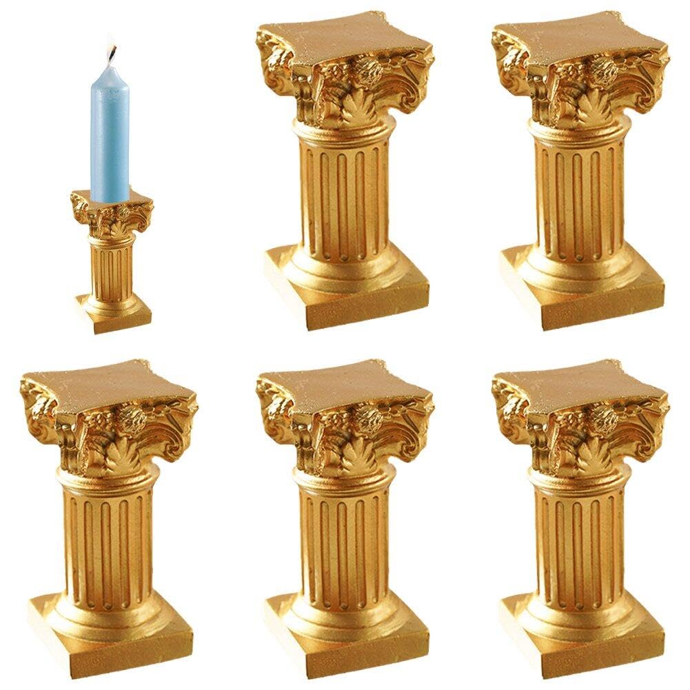 6 Pcs Roman Pillar Candle Holder Classic Greek Column Statue Candlestick Stand Figurine for Table Decorations