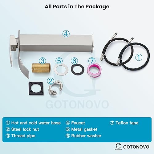 Miniatura 8 de gotonovo Grifo de Cascada Alto para Baño de Una Sola Manija, Grifos de Baño para Lavabo de 1 Agujero, Grifo de Lavabo de Acero Inoxidable Moderno,