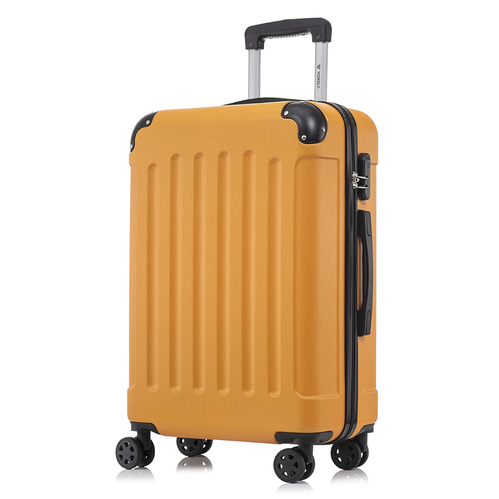 yonsly Koffer Suitcase, Trolley Reisekoffer, Rollkoffer Handgepäck mit 4 Rollen 360°, ABS Hartschalen, Sicherheitsschloss, Weicher Gummigriff, 210D-Futter