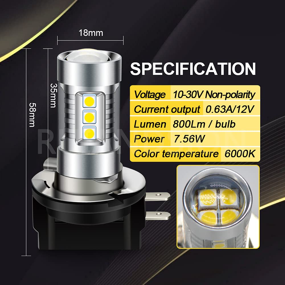 Ruiandsion H11B - Lampadine a LED per fendinebbia, 10-30 V, super luminose, 3030, 16SMD, per fendinebbia, colore: Bianco