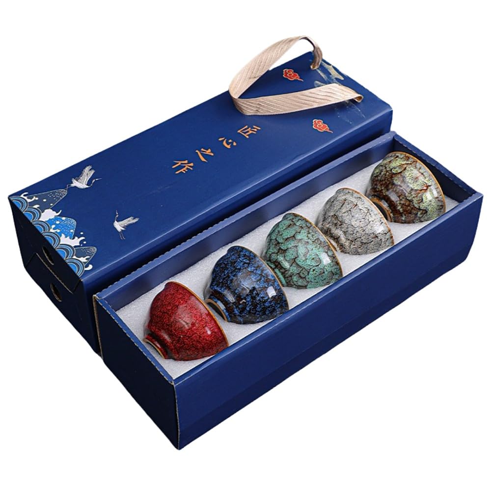 窯変湯飲み陶器カンフー茶器単杯マスターカップ個人杯4杯セット Amazon.co.jp: [Xinghuo]品茗杯 湯呑み ティーセット 抹茶碗