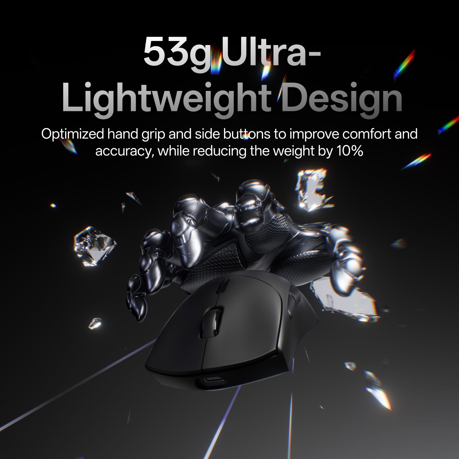 Rapoo VT7 MAX - Ratón inalámbrico para juegos, verdadera tasa de sondeo inalámbrica 8K, peso de 53 g, batería de hasta 750 horas, Nordic nRF54L15 MCU, interruptor óptico de 120 millones, 10 botones