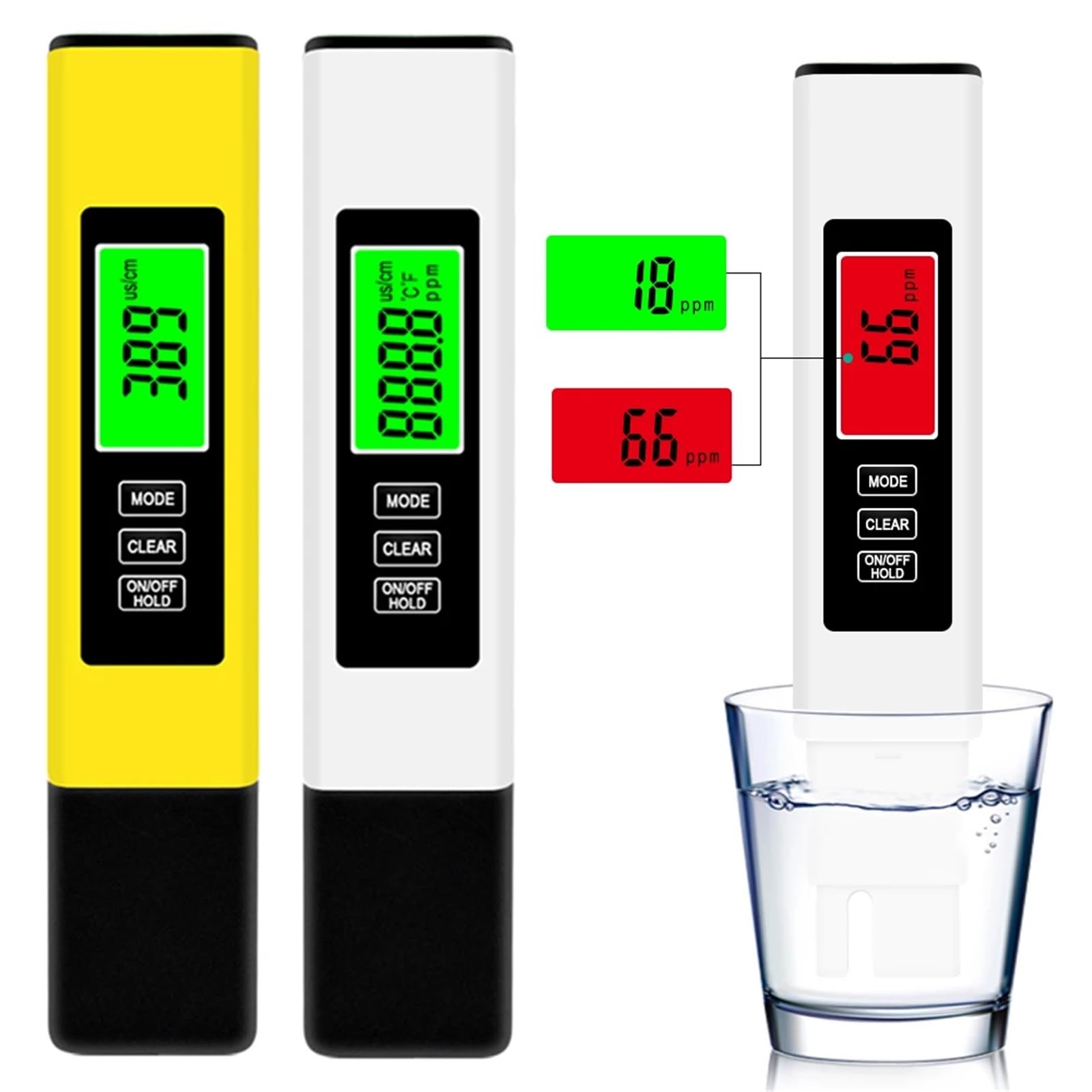 Cyfrowy tester wody, tester jakości wody z podświetlanym wyświetlaczem LCD do basenów, wody pitnej i akwariów