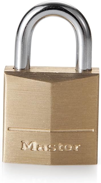 Master Lock 120EURD Small Key Padlock with Brass Body, Gold, 3,4 x 2 x 1 cm