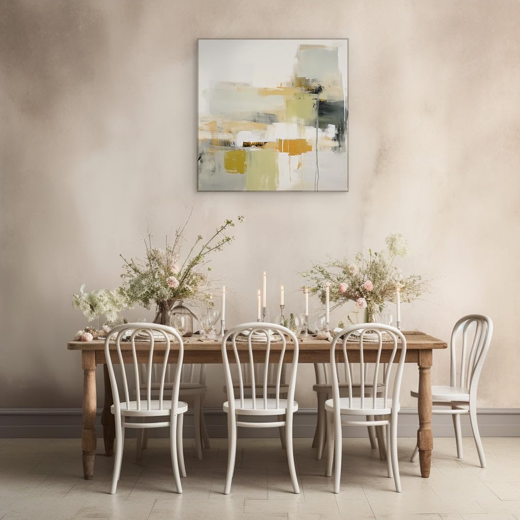Canvas for Living room. Abstract Elegance: A Harmonious Blend of Shapes and Hues in Modern Artistry, 27 x 18 inch Canvas Wall Art - Contemporary Masterpieces - Modern Home Decor