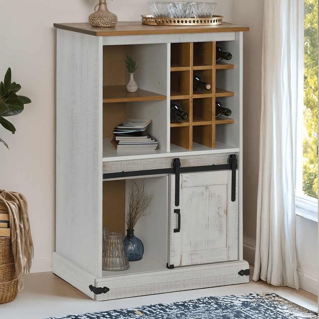 Rangement polyvalent pour bouteilles de vin avec l'armoire en pin Halden
