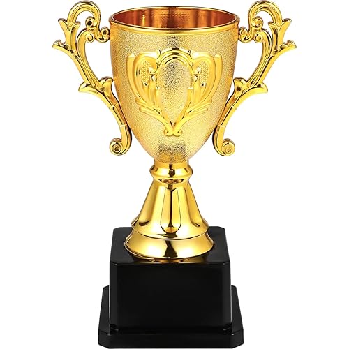IMIKEYA Gold Trophy Cup: 7.1 Inch Plastic Trophy Award, First Place Winner Award Trophies Cup for Sports Tournament Competition FootballSpelling Bee Kids Party Favors