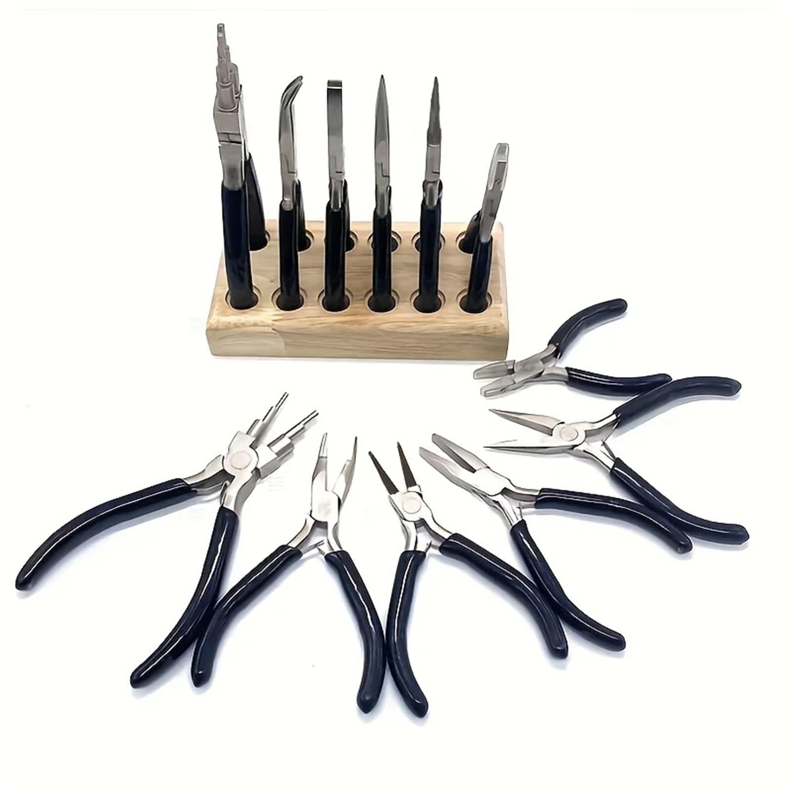 Schmuckzangen-Set mit Holzpalette, Präzisions-Perlen- und Schmuckherstellungswerkzeuge für Kunst, Handwerk und Reparatur