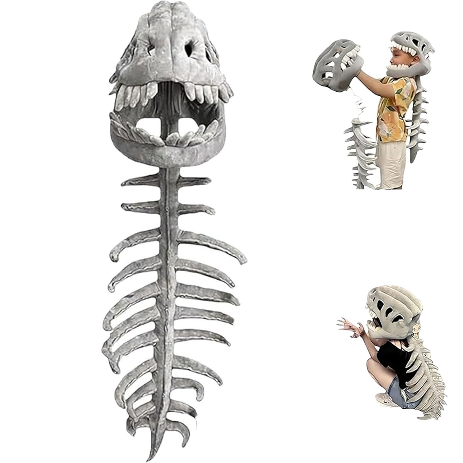 Dinosaur Skeleton Costume,Cozy 3d Dinosaur Skeleton Costume Set For Dress-Up, Parties & Photos (Grey, Small Size)