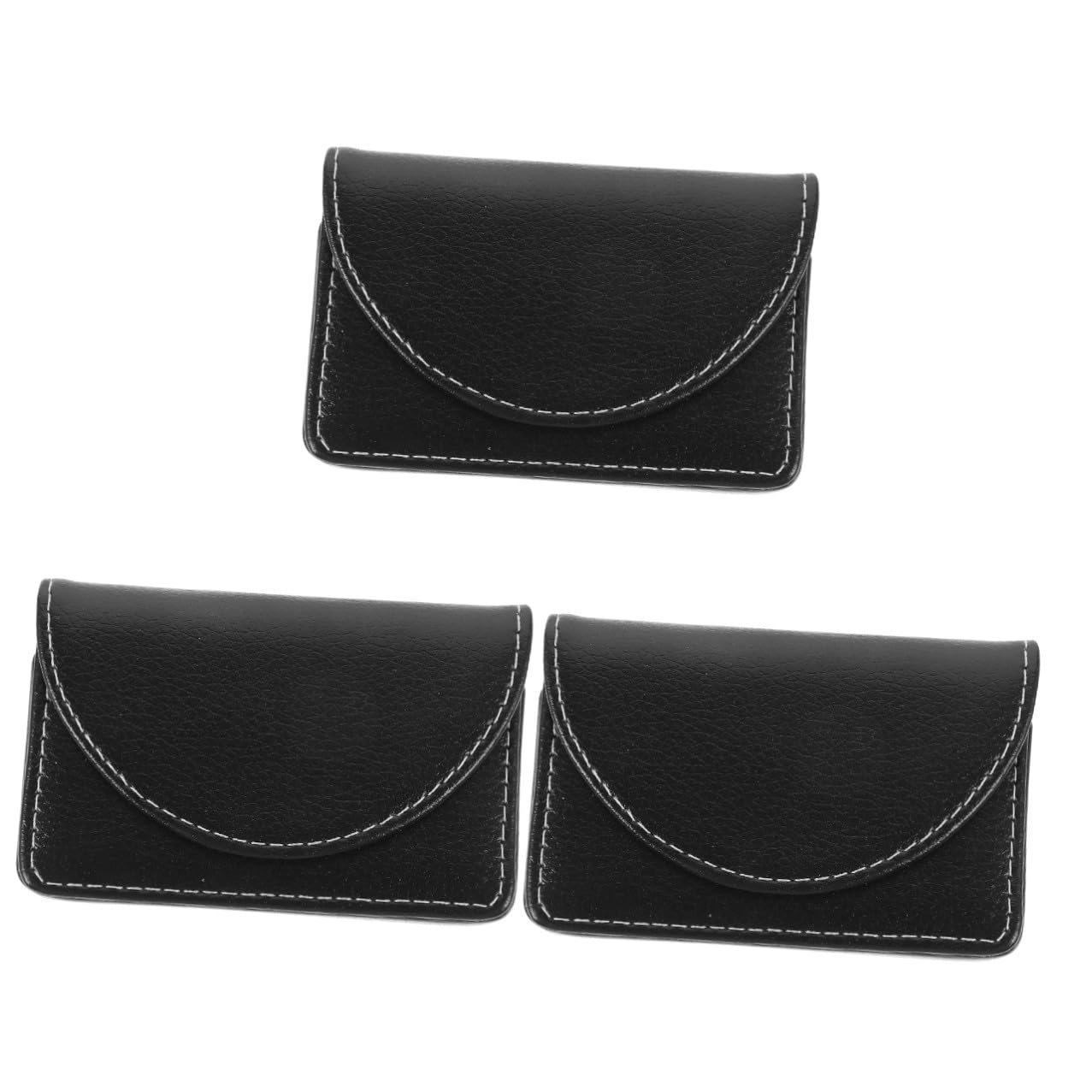 3 Pezzi Porta Biglietti da Visita in Pelle Nero, Custodia Portacarte Leggera e Resistente, Porta Carte per Ufficio, Scuola e Viaggi, Design Compatto e Pratico per Uso Professionale