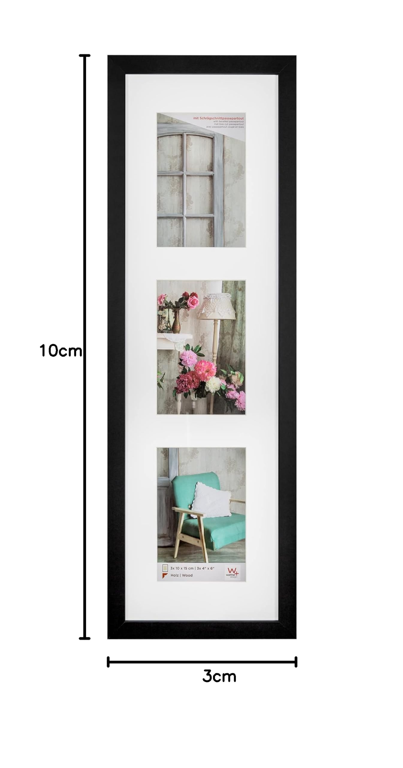 walther design Bilderrahmen schwarz 3X 10x15 cm Galerie Stockholm EA315B – Ansicht 6